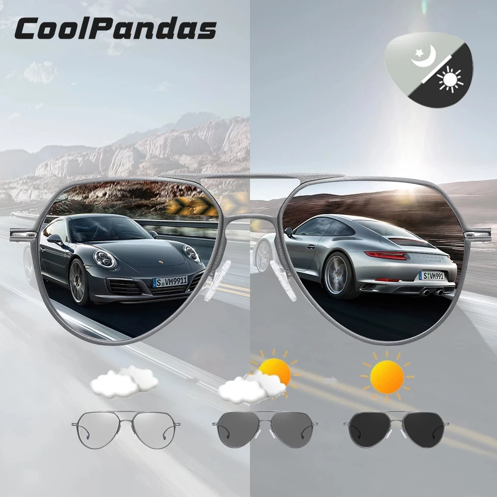 

CoolPandas High Quality Aluminum Photochromic Sunglasses For Men Women Polarized Chameleon Lenses Eyewear Driving Pilot Glasses