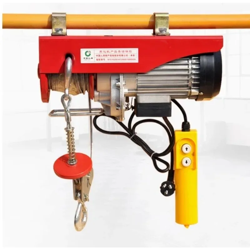 Polipasto eléctrico con cable de alta resistencia, 600Kg, 1T, 3M, 6M, 12M de altura de elevación para máquina de grúa pequeña de construcción casera