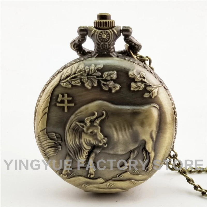 12 Zodiac Constellation Carving Quartz Pocket Watch for Men Women Vintage Luxury Engraved Fob Chain Clock for Man Birthday Gifts