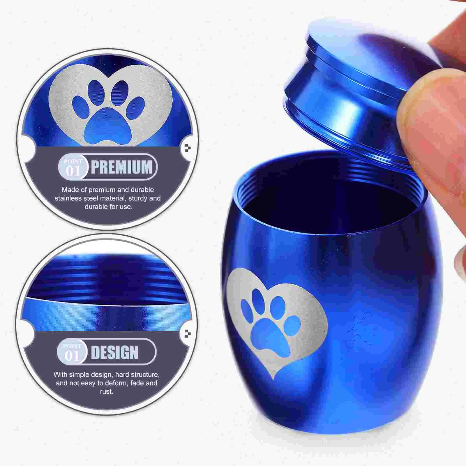 Pet Urn Memorable Cat Accessory Indoor Delicate Blue Stainless Steel Dog Mother