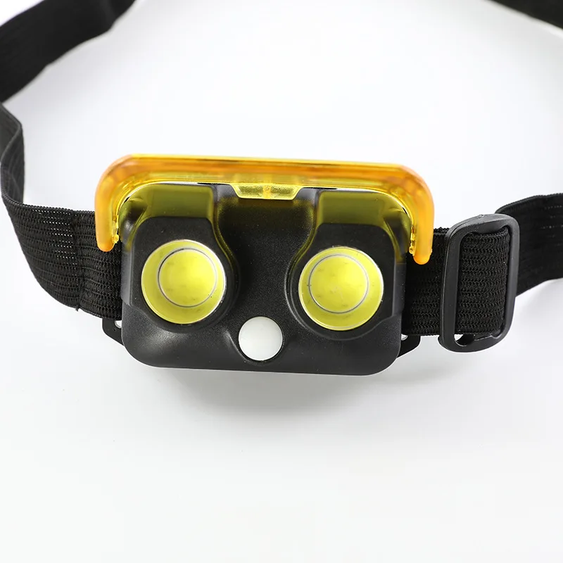 Led Headlamp Outdoor Camping Lantern Portable Headlight Head Lamp Usb Head Flashlight Torch 2 COB Yellow Light Dual Light Source