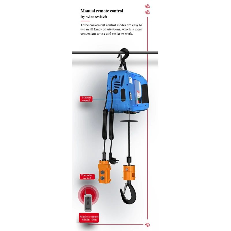 Imagem -06 - Mini Grua Elétrica Portátil Guincho Elétrico de Controle Remoto sem Fio 220v Guindaste Pequeno Casa Tonelada Decoração Guindaste