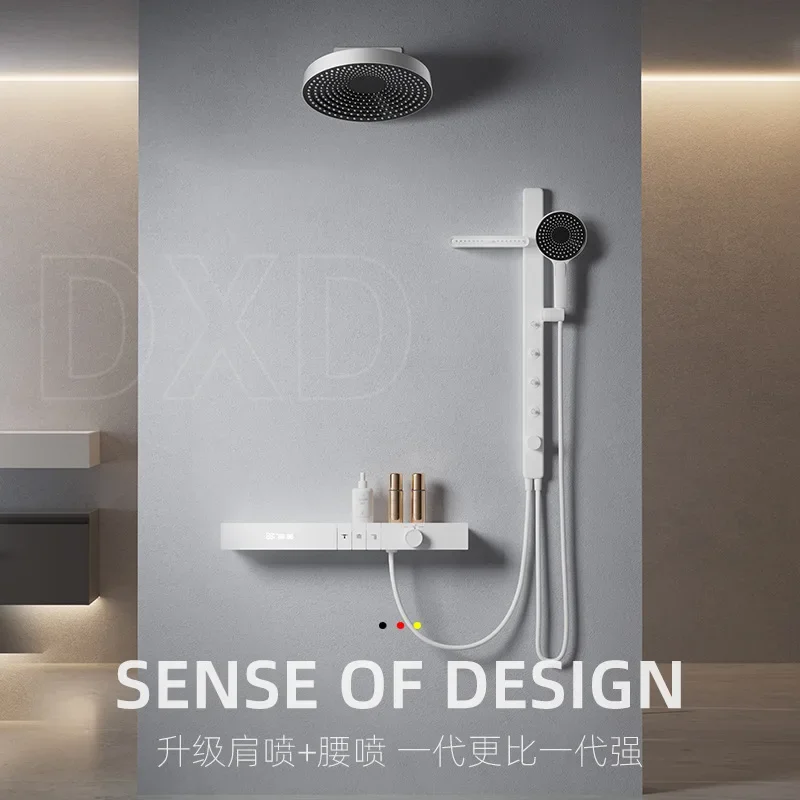 Built-in shower shower set, constant temperature gray lifting storage table