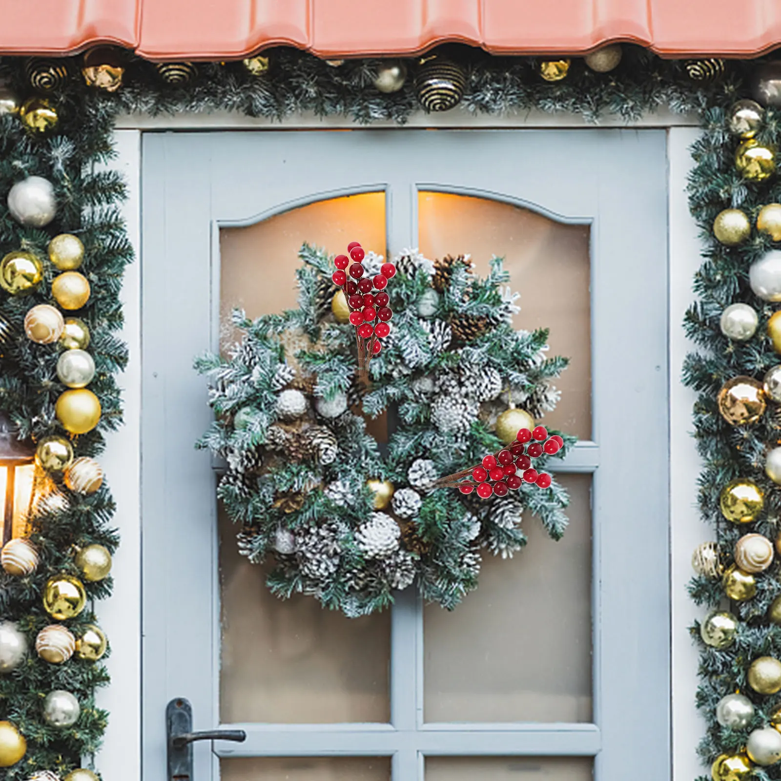 

10Pcs Artificial Red Berry Stems Christmas Decoration Faux Berry Branches Realistic Simulation Berries for Wreath DIY Flower