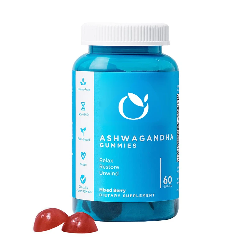 Vitamin D Gummies-60 Capsules - Mixed Berries, KSM-66, Vegetarian, Plant-based, Non GMO, Gluten Free and Gelatin Free