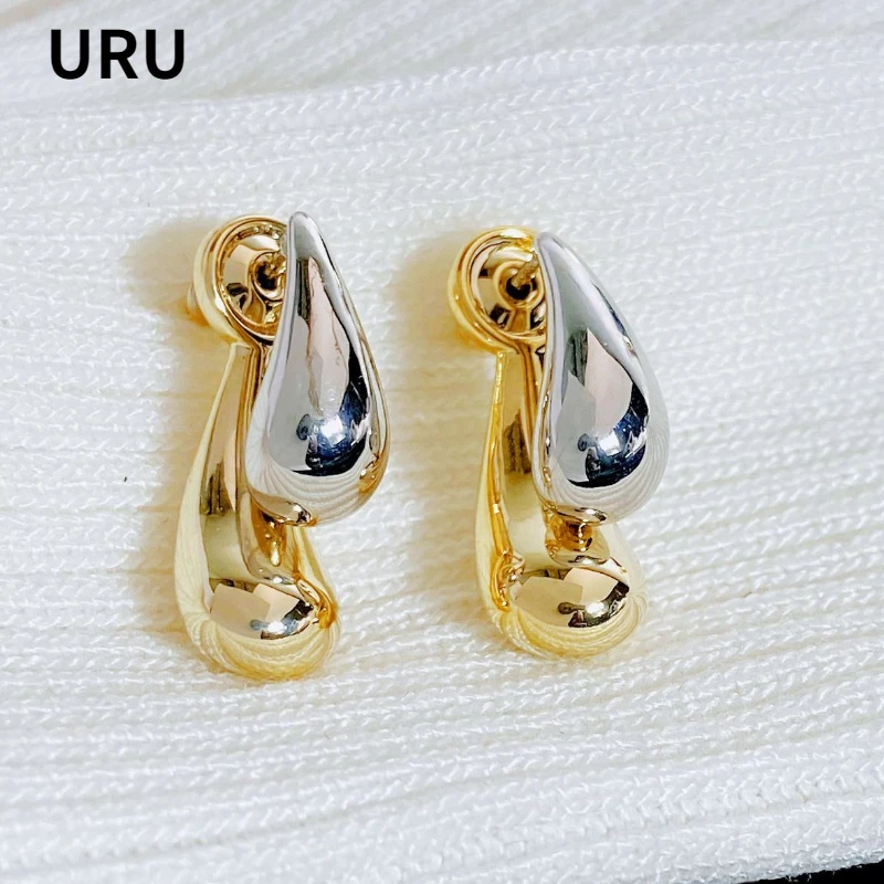 Moda Takı Zarif Mizaç Metal Ekleme Renk Gözyaşı Küpe Kadınlar Için Kadın Hediyeler Basitçe Tasarım Aksesuarları