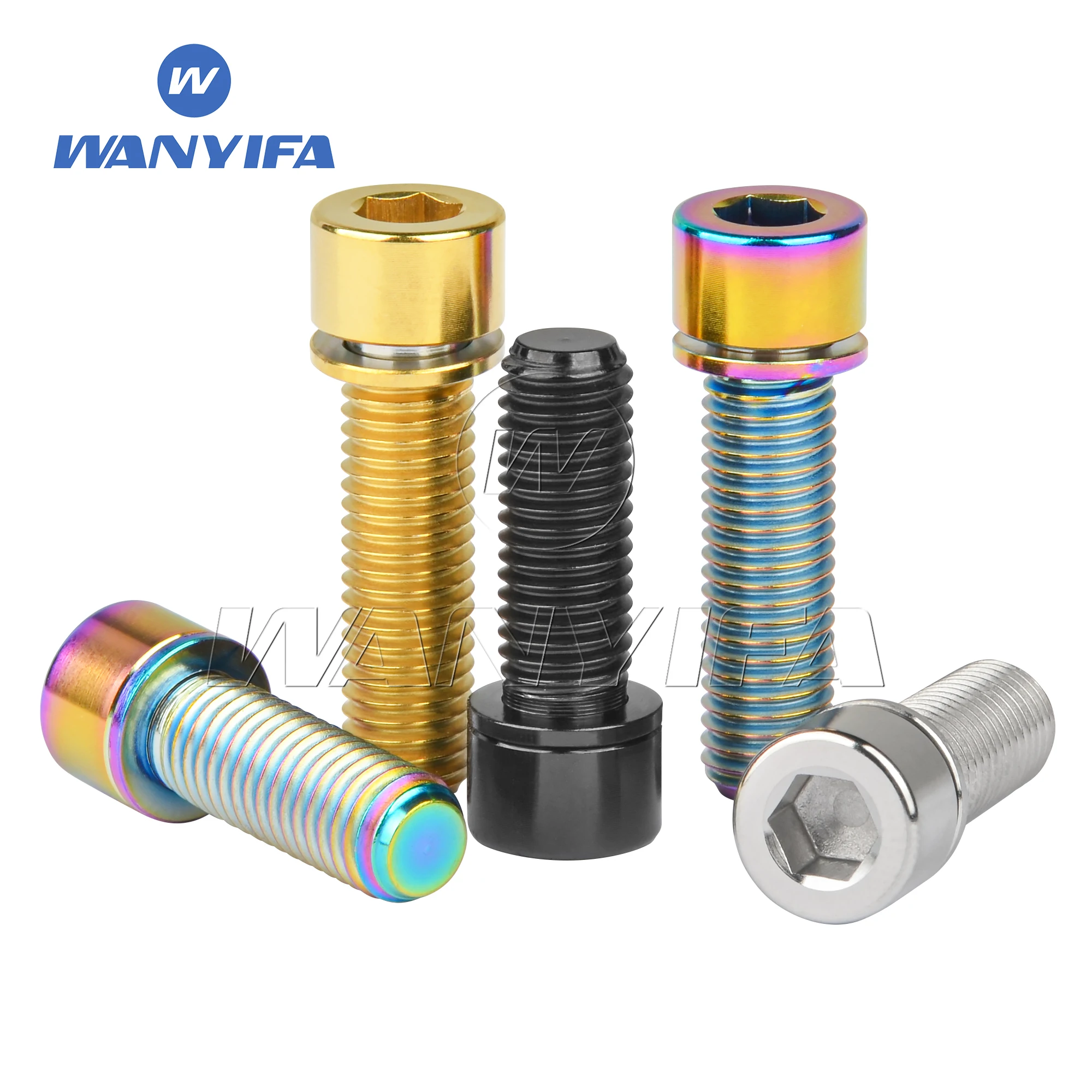 Wanyifa Titanium Bolt M7x20 25mm with Washer Hex Ti Screws for Bicycle Handlebar Stem 1pcs