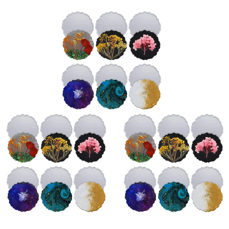 

IALJ-18 шт., форма для подставки из смолы, большая силиконовая форма для жеода, форма неправильной формы волны, сделай сам, форма для эпоксидного подноса, форма для литья подставок