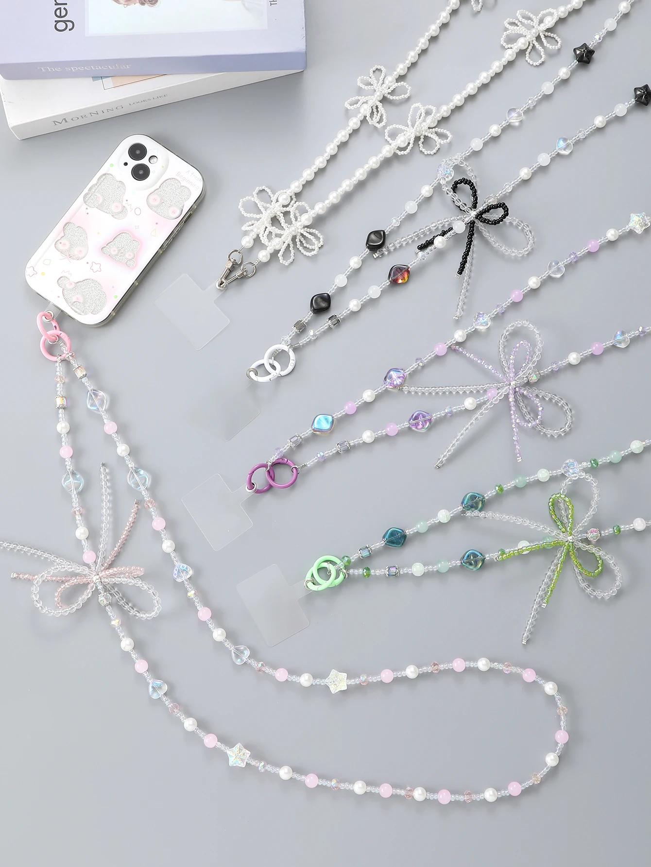 

New Mobile Phone Lanyard, Three-dimensional Crystal Bow, Crossbody Chain, Phone Case, Pendant Accessory With Transparent Card