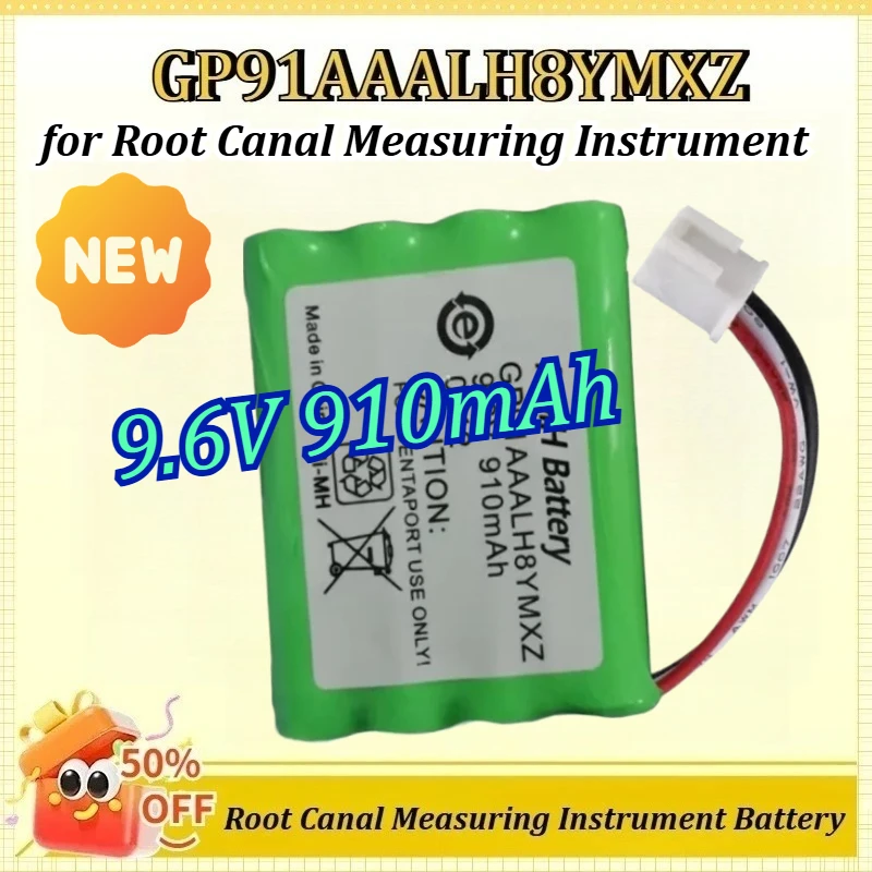 

New GP91AAALH8YMXZ 9.6V 910mAh Rechargeable Lithium Battery Pack for Root Canal Measuring Instrument Battery