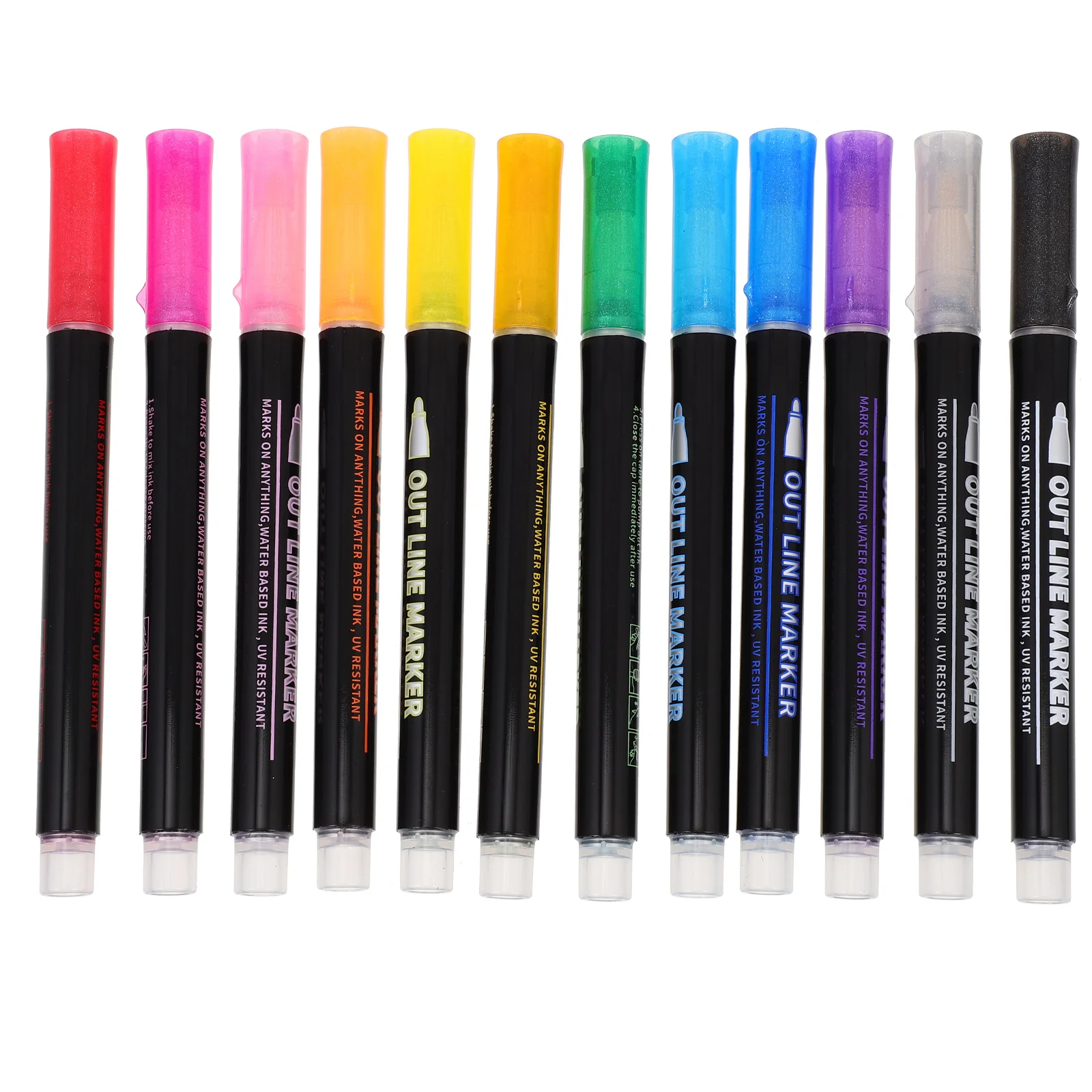 12Pcs Colored Pens Durable Safe Comfortable Multi-Function Household Office School Paint Markers
