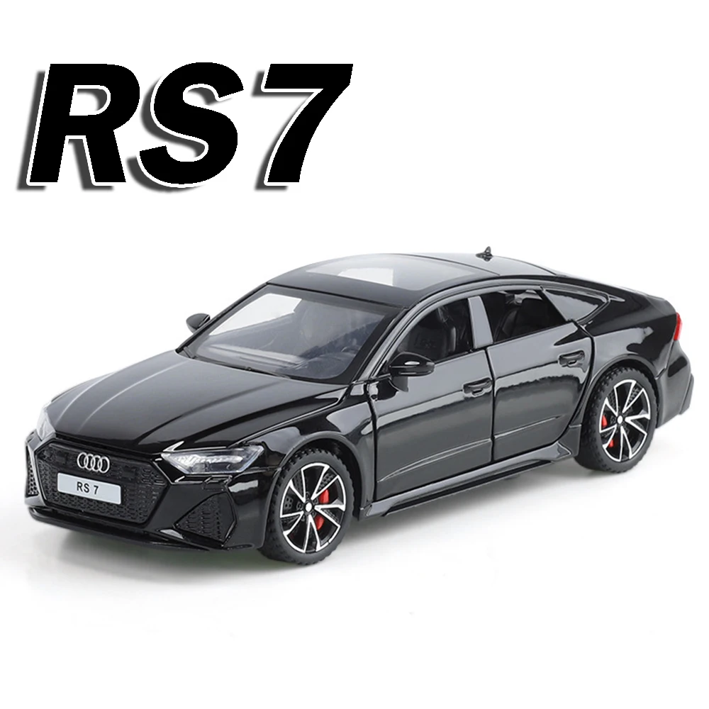 Scala 1:32 RS7 A6L Modello di macchinine Pressofuso in lega Veicoli in miniatura Suono Luce Tirare indietro Porte aperte Assorbimento degli urti Ornamento