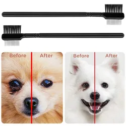 Cepillo de Peine de Ojos de doble cara para mascotas, removedor de manchas de desgarro, peines de doble cabeza, cepillos de aseo para gatos, perros, eliminación de moco de corteza, 1PC