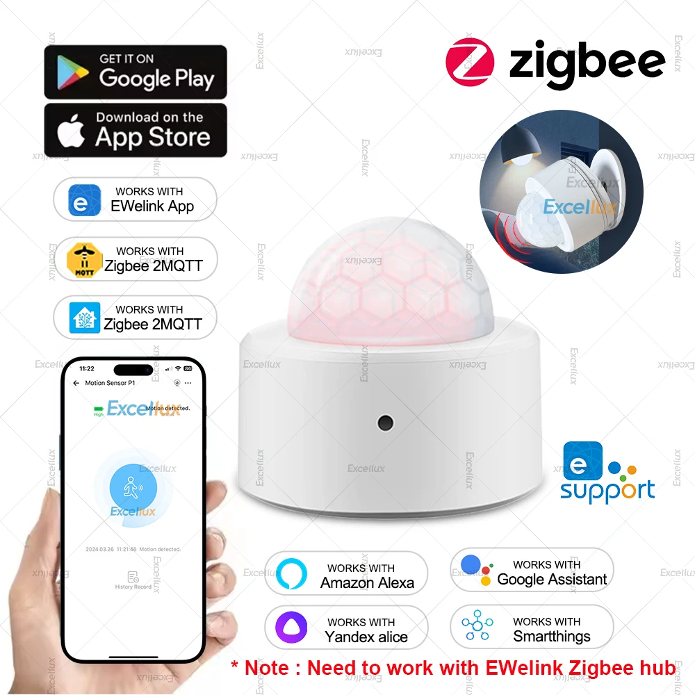 Zigbee 3.0 Mini PIR Motion Sensor Infrared Detector Home Security Smart Scene Linkage Works With EWeLink App Gateway Alexa Alice