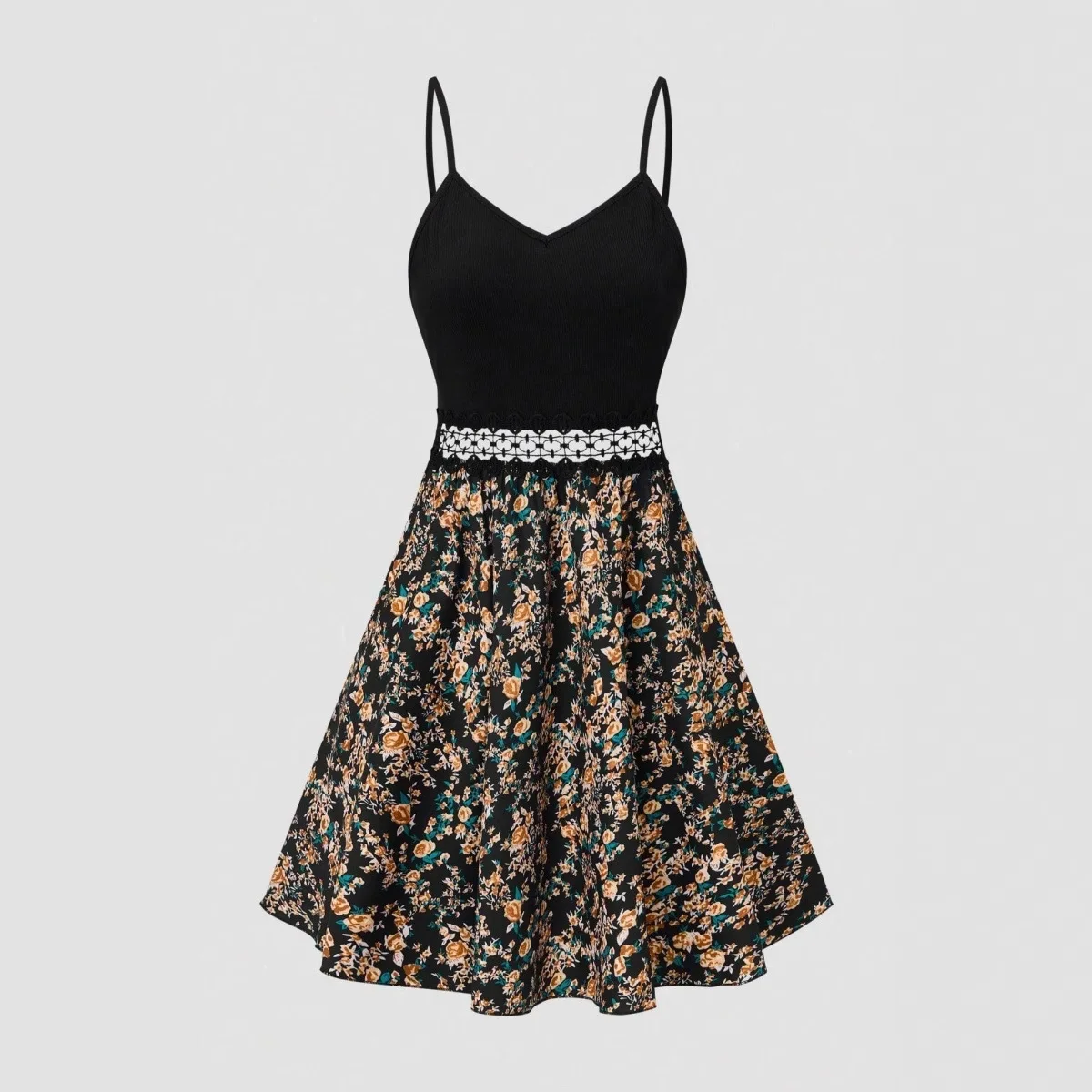 เดรสโบโฮ 2026 ใหม่ ชุดเดรสผู้หญิงเรียบง่าย แฟชั่น เซ็กซี่ แต่งผ้าต่อกัน สายเดี่ยวลายดอกไม้ สำหรับผู้หญิง ฤดูร้อน ไปเที่ยวทะเล ชุดเดรส