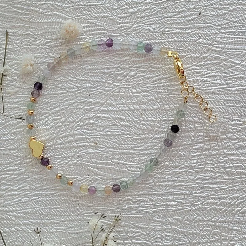 1 قطعة 3 مللي متر اليدوية الحجر الطبيعي الجمشت الخرز مع القلب لمط أساور للنساء مجوهرات هدية