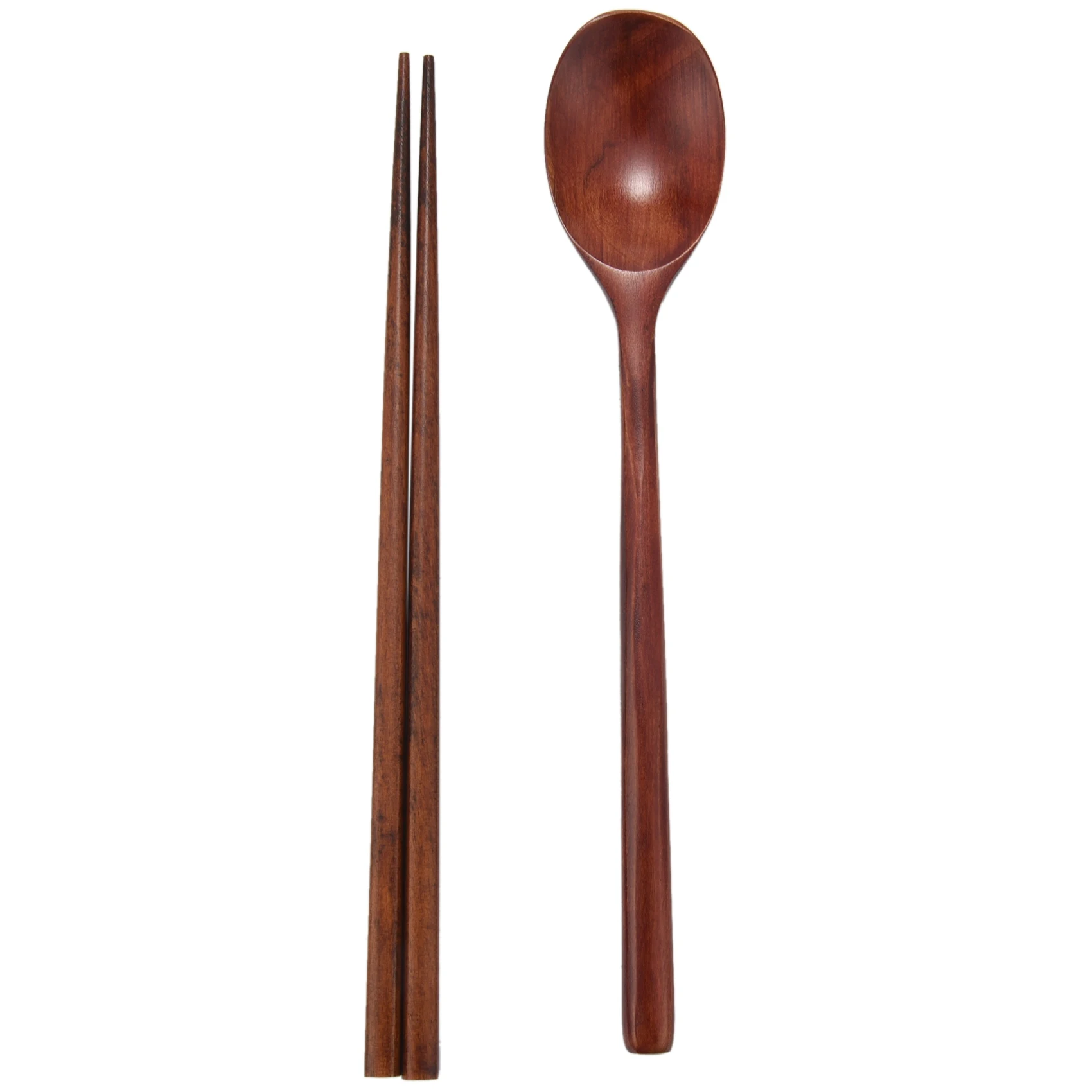 Vajilla Coreana de madera hecha a mano, juego de 5 cucharas y palillos, árbol de Jujube