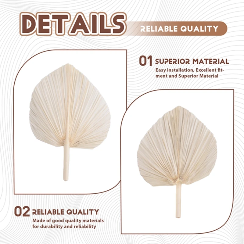 ●Large White Dried Palm Leaves - Premium Quality - 3 Pcs Elegant Modern & Wedding Decor - Wall Art