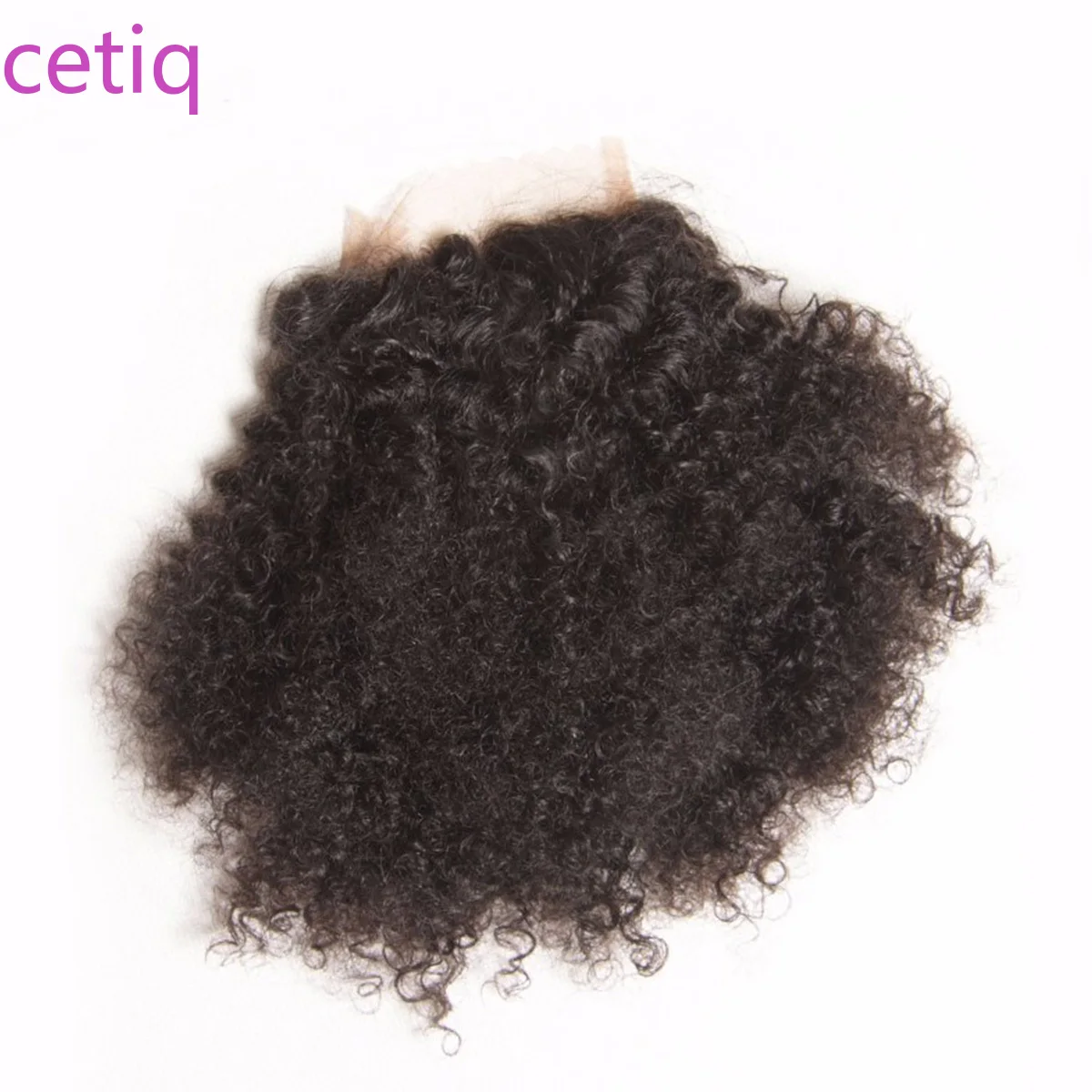 Mechones rizados Afro con cierre, cabello humano virgen remy, 4x4, extensiones de cabello Remy