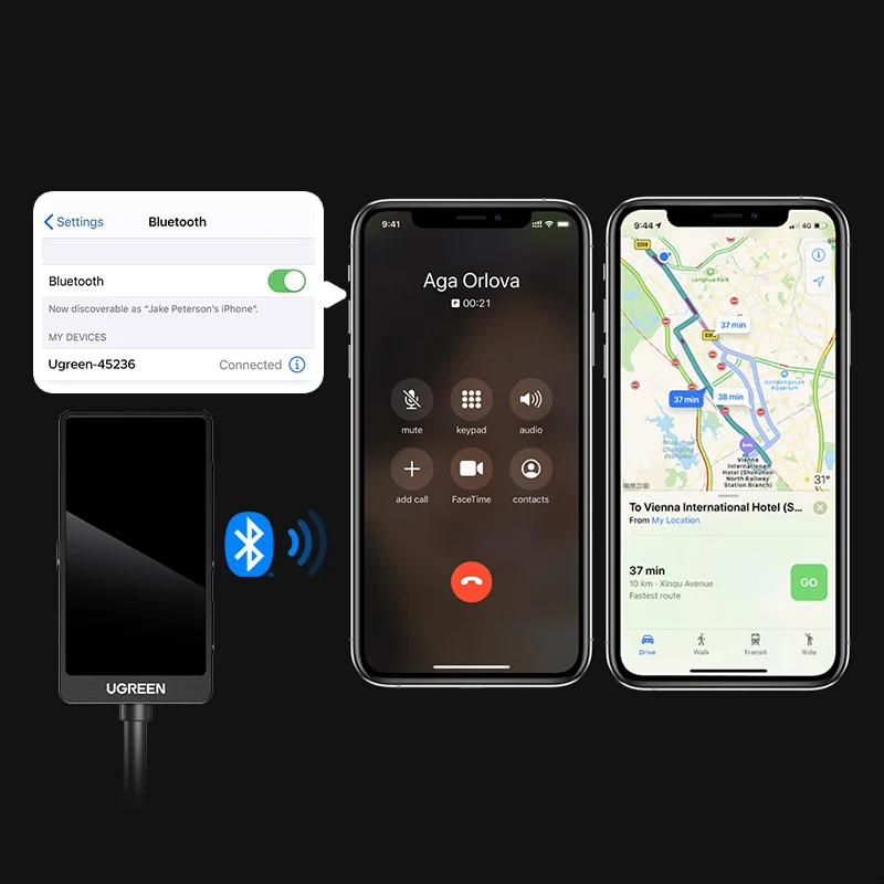 UGREEN Bluetooth 5,4 OLED-дисплей Беспроводной 3,5 мм аудио USBA dapter Пружина для домашнего стерео автомобиля