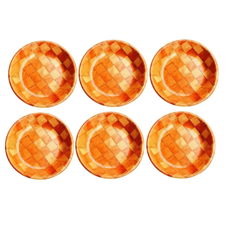 NEW HOT In Stock-6 Pcs Wooden Salad Bowls 8 Inch Wooden Salad Bowl With Square Pattern Design For Food, Fruits,Entertaining & De