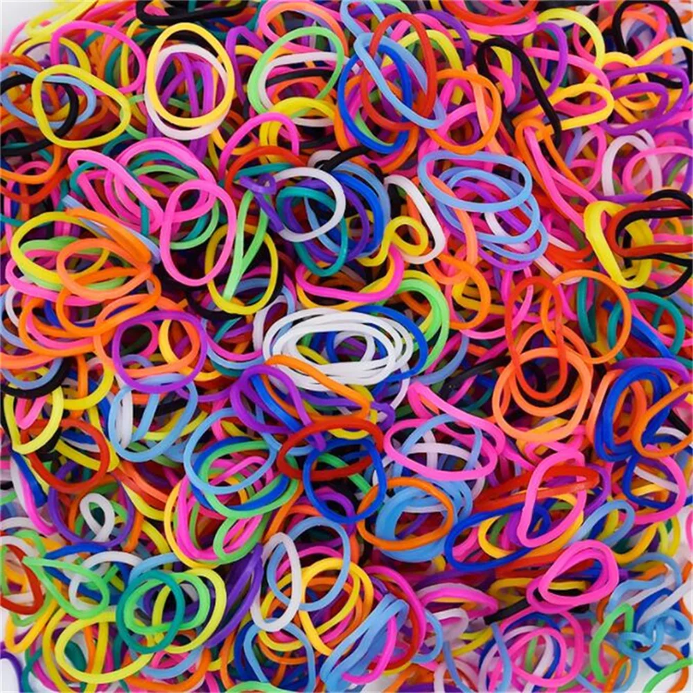 600Pcs Color Rubble Loom Bands Bracelets Kit Girl Gift Elastic Weaving Lacing Craft DIY Jewelry Making Accessories Supplies