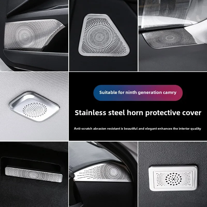 

Car Door Speaker Cover Stainless Steel Anti-Scratch Dashboard Horn Protective Cover for Toyota Camry 2024 Interior Accessories