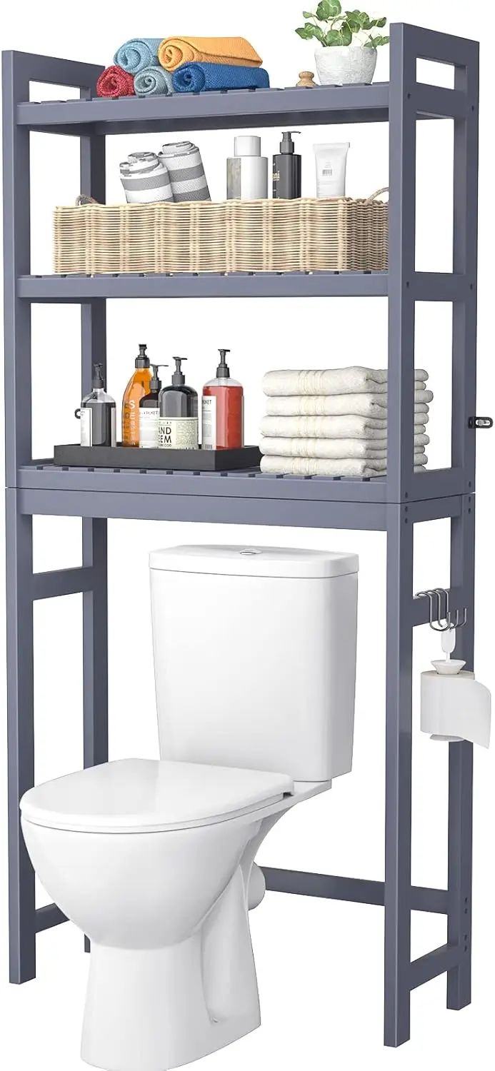 

Homykic Over The Toilet Storage, Bamboo 3-Tier Over-The-Toilet Space Saver Shelf Organizer Rack, Stable Freestanding Above