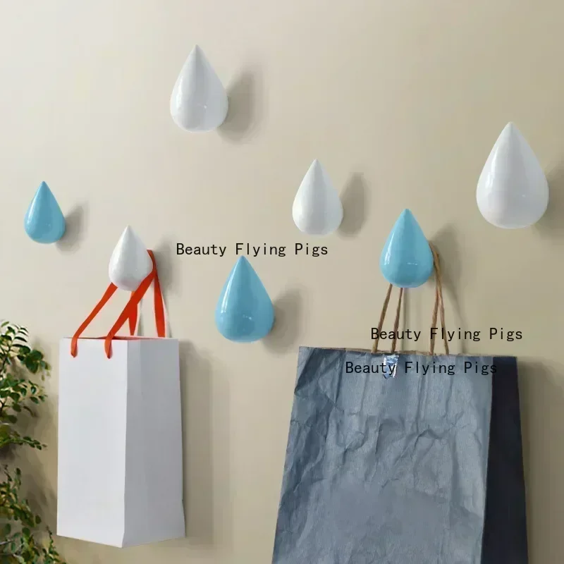 1pc Resin Water Droplet Hook Wall Water Droplet Hook Fitting Room Coat Hook Wall Decor Home Accessories Drilling Installation