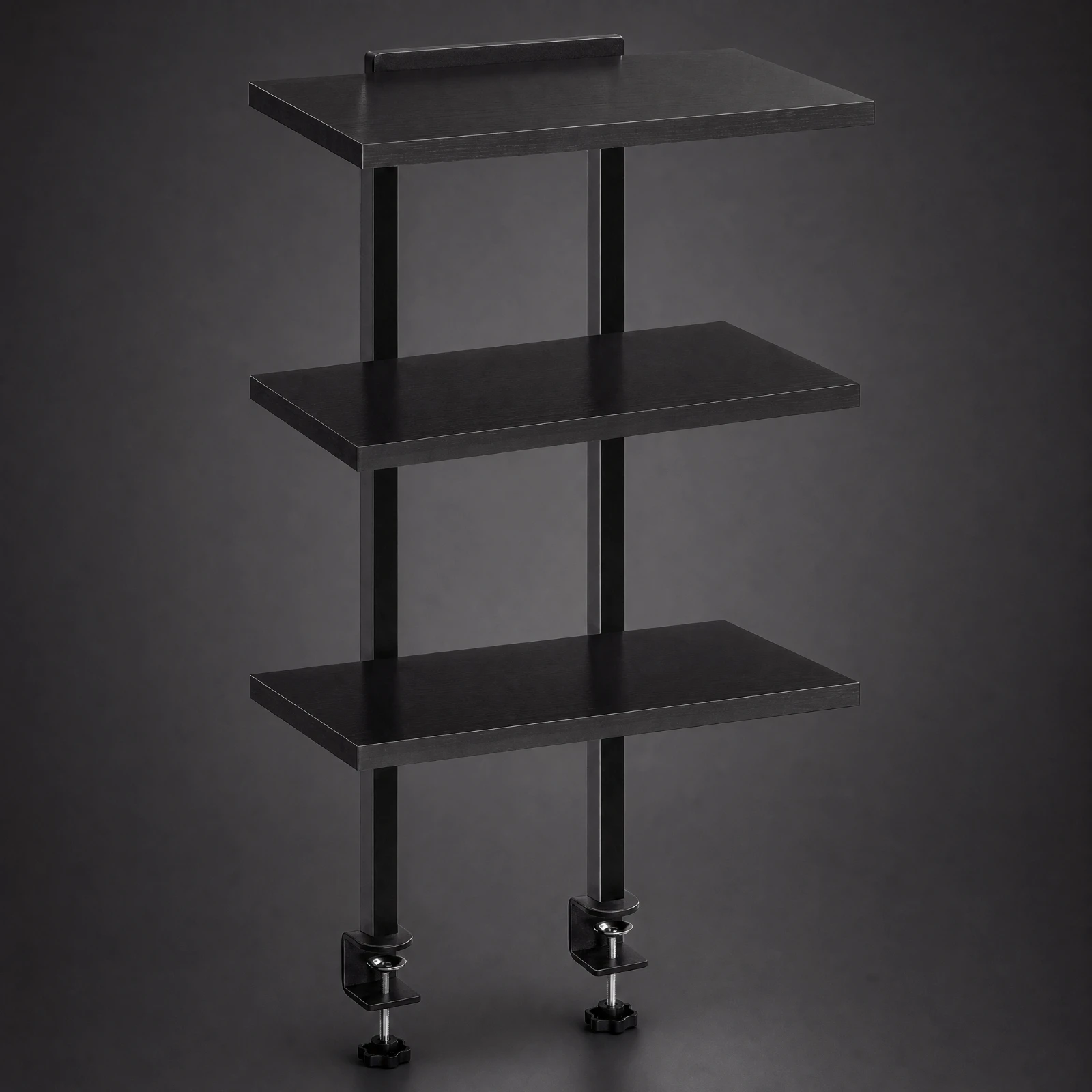 Clamp-Mounted Desktop Shelving Rack Compact Desktop Storage Rack with Wood-Look Shelves Desk-Edge Clamp Shelf Multifunctional