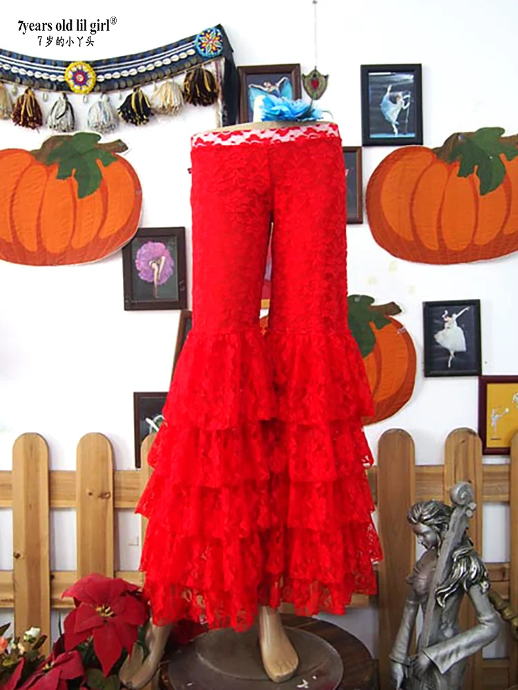 

Брюки-клеш в готическом стиле с кружевом для танца живота DE07