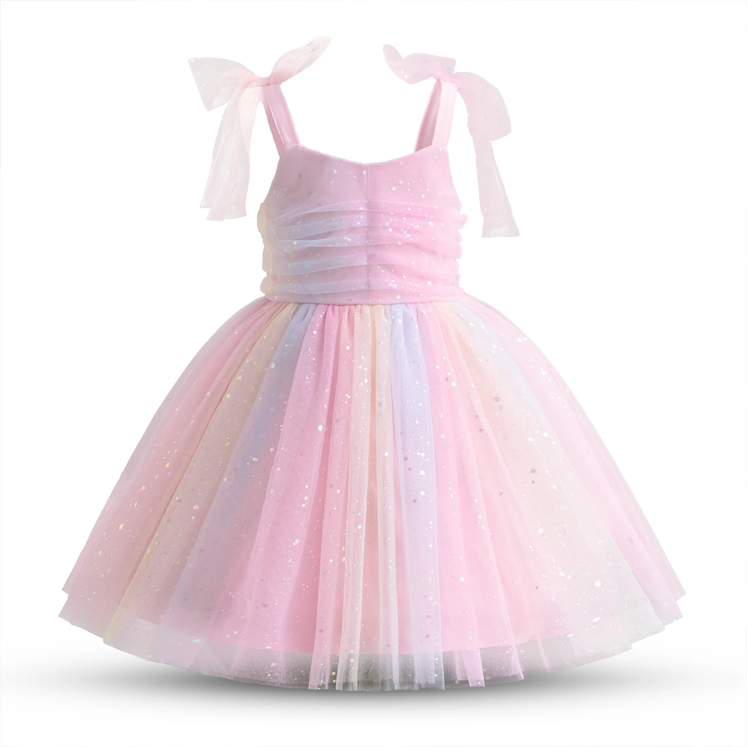 Dress for Kids Girl Babi Princess Dress for Baby Girl 2024 New Sequin Mesh Dress Kid\'s Casual Clothes Solid Bow Dresses for Girl