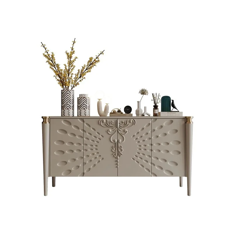 

American light luxury style, entrance cabinet, living room against the wall, integrated household storage