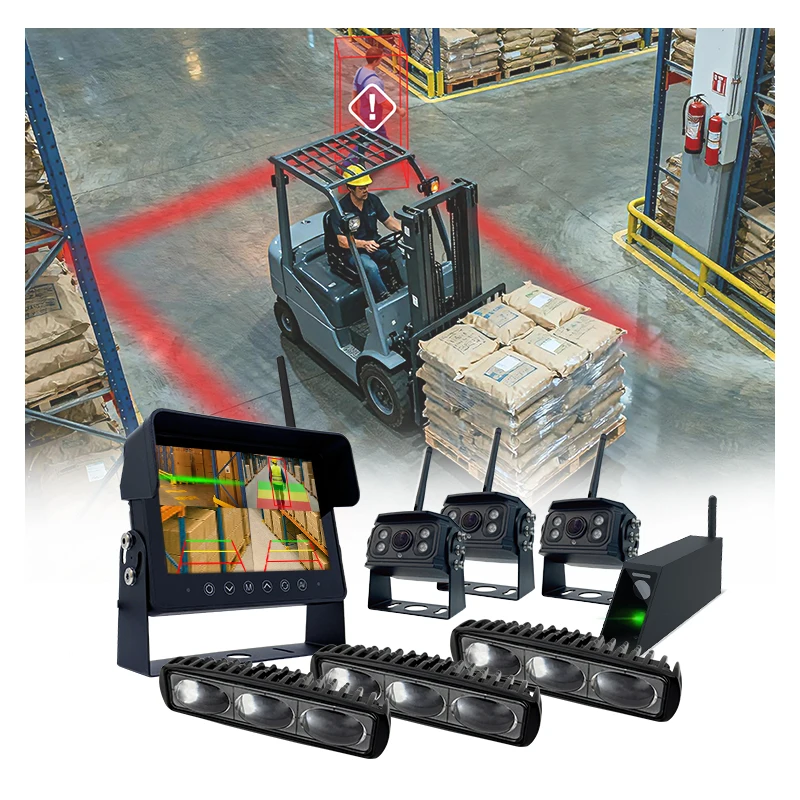 MCY Blind Spot Detection Forklift Movement And Presence Ai Camera Pedestrian Collision Avoidance Proximity Warning Safety Light