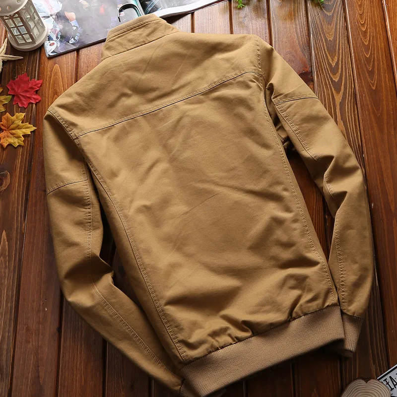 Spring Washed Lightweight Military Cargo Jacket Men's Plus Size Casual Outerwear