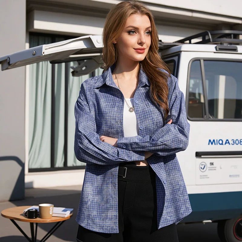 

Autumn Winter Flannel Plaid Shirts Women 2025 New Casual Loose Fit Long Sleeve Blouses Female Fashion Street Checkered Clothes