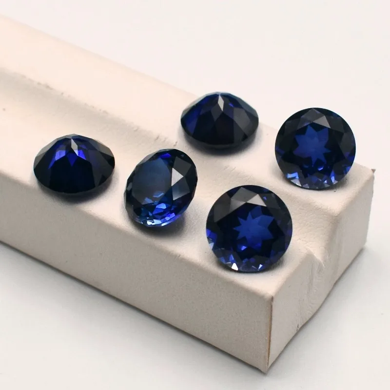 Laborgezüchteter Saphir, runder Schliff, königsblaue Farbe, DIY-Charms, Schmuckherstellung, Ring, Halskette, Ohrringe, Hauptmaterialien, Zertifikat – Detail 3