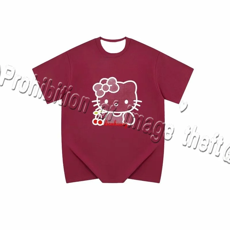 

American Trendy Cartoon Hello Kitty Printed Short Sleeved T-shirt Summer Unisex Loose and Versatile T-shirt
