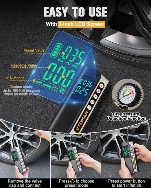 X6 Pro Band Inflator Draagbare Luchtcompressor Draadloze, 160psi Auto Luchtpomp Voor Autobanden Met Slimme Digitale Drukmeter & Led