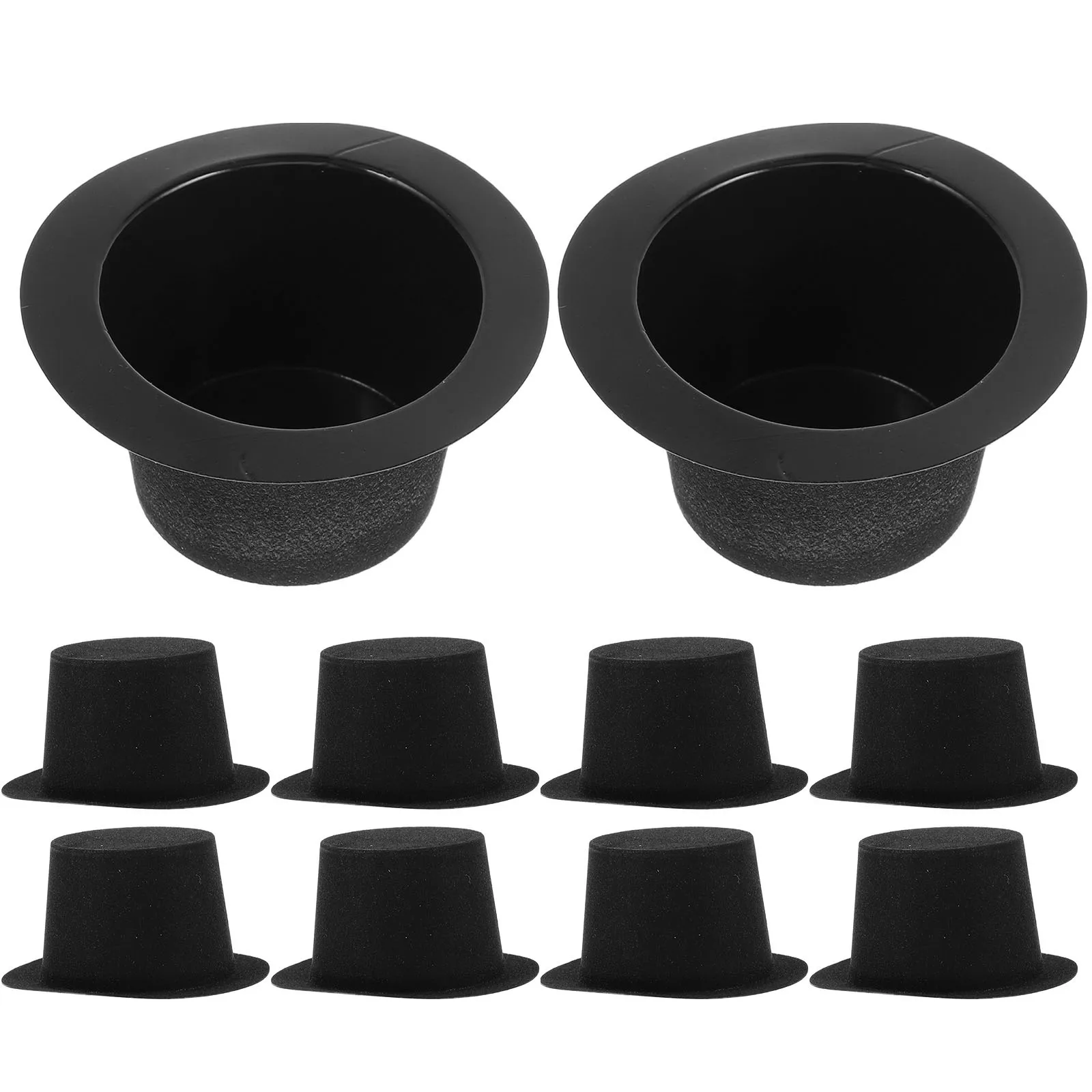 10Pcs Mini Black Top Hat Christmas DIY Decoration Supplies Festive Craft Props Holiday Party Favors Home Table Scene Ornaments
