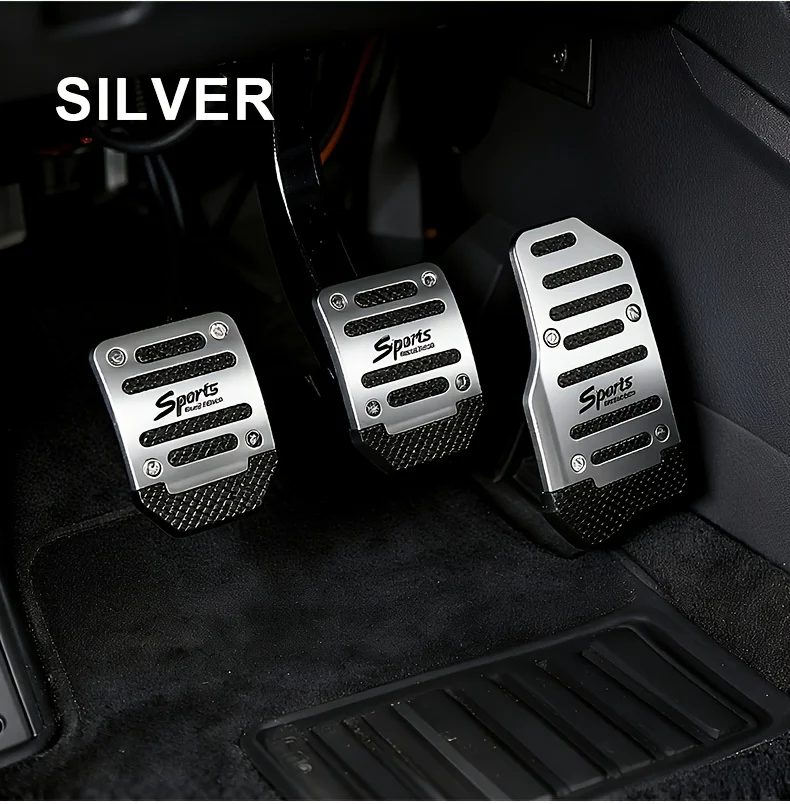Universelles Aluminium-Pedalabdeckungs-Set für Autos, Rutschfest, für Automatik- und Schaltgetriebe, Brems-, Gas- und Beschleunigungspedale, Innenraum-Zubehör – Detail 6