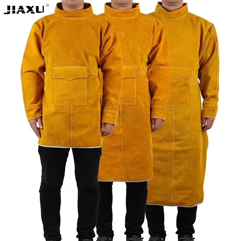 Leather Suede Electric Welding Protective Suit Anti-fire Scald Proof Flame Retardant Heat Insulation Clothing Work Apron