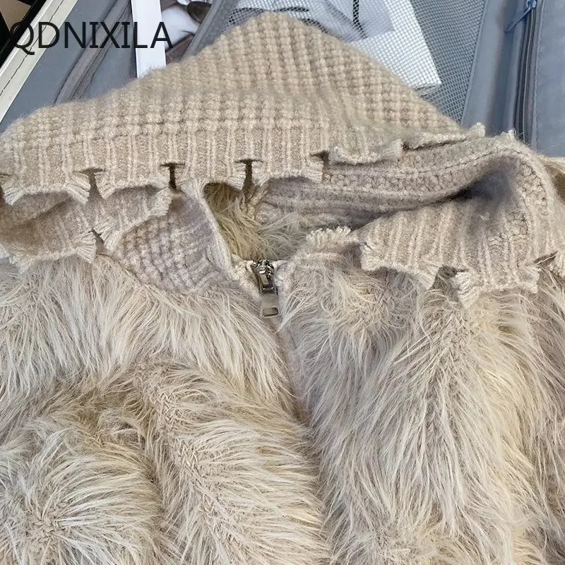 High Imitation Mink Fleece,sweater,hooded Knitted Cardigan,autumn Winter 2024 New Outerwears,faux Fur Coat Women,Fur Jacket