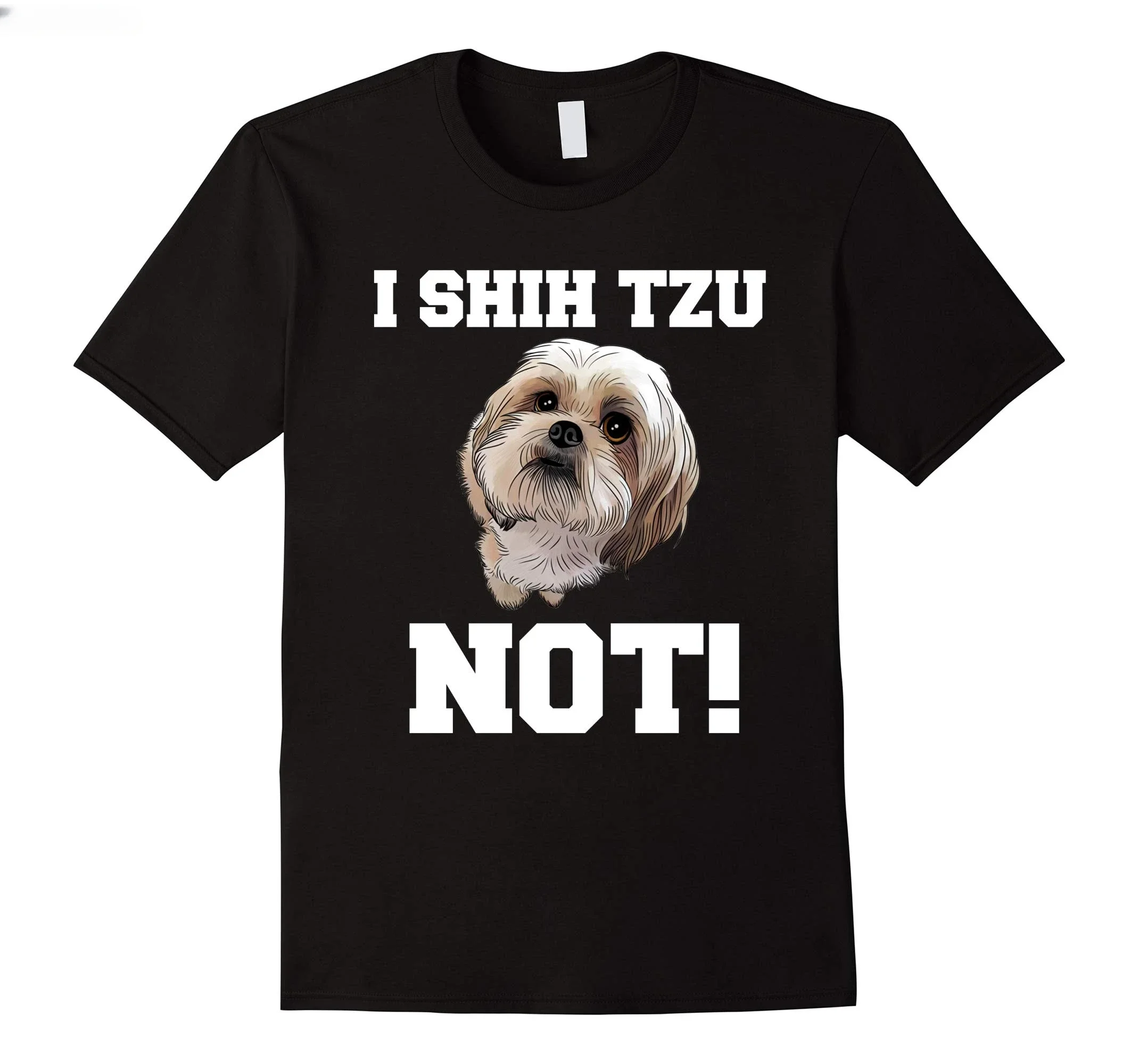 I SHIH TZU NOT Dog print t-shirt harajuku men short sleeve o-neck cotton shirt streetwear hip hop tees tops funny vintage