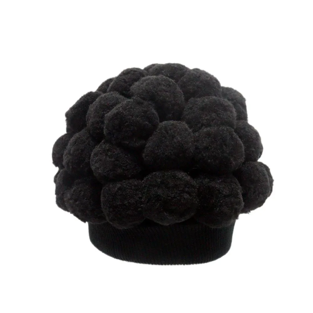 Cute Knitted Broccoli Hat Warm Lining Brimless Vegetable Beanie Cap Pompom Decoration Coldproof Novelty Headgear Cosplay Events