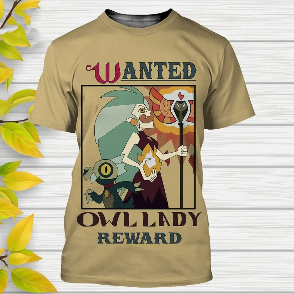 MINISO Summer T-Shirts The Owl House Cartoon Anime 3D Print Streetwear Men Women Casual Fashion Oversized T Shirt Kids Tees Tops