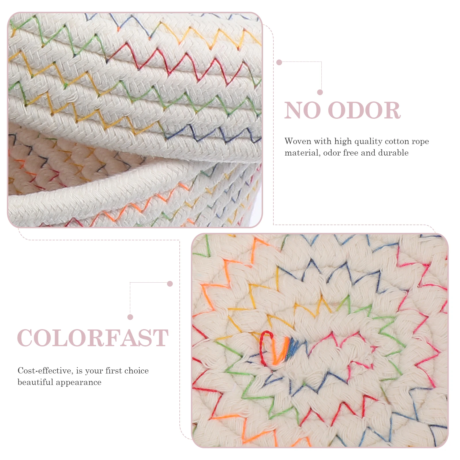 

Cotton Rope Woven Storage Basket Circular Opening Design for Bedroom Bathroom Desktop Sundries Organizer Odor