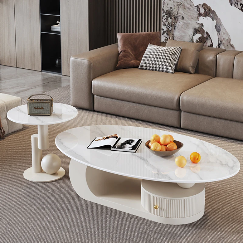 Minimalist Mobile Coffee Table Small Apartment Simplicity New Coffee Table Oval White Mesas De Centro Para Sala Home Furniture