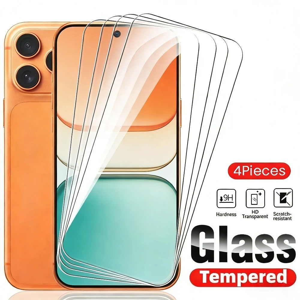 

4 шт. Защитная пленка Ultra HD для iPhone 17 16 15 14 Pro Max Air 15 16 Plus закаленное стекло для iPhone 13 12 11 Pro XS XR