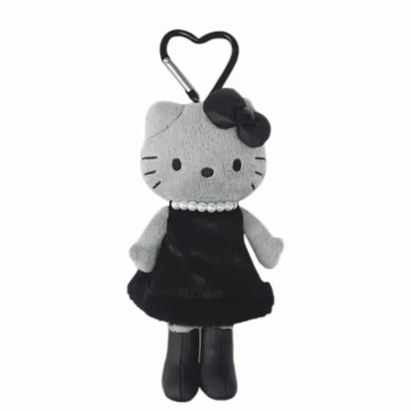 15CM Uroczy Kreskówkowy Kawaii Aniołek Szary Długie Nogi Czarna Spódniczka Długie Nogi Hello Kitty Pluszowa Lalka Brelok Zawieszka do Torby Zabawka Prezent